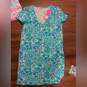 Lilly Pulitzer Teal, Pink & White Tropical Print Dress